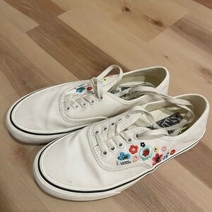 Vans White Canvas Shoes with Colorful Floral Design